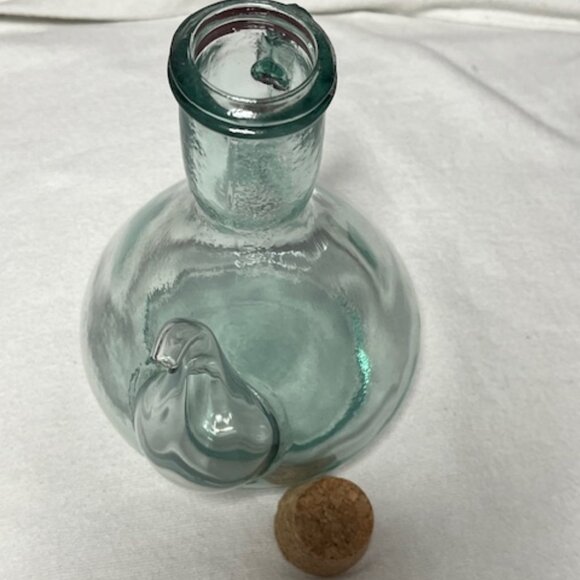 VTG Light Green Glass Pouring Bottle/Cruet for Oil or Vinegar w/Cork Stopper - Picture 7 of 11